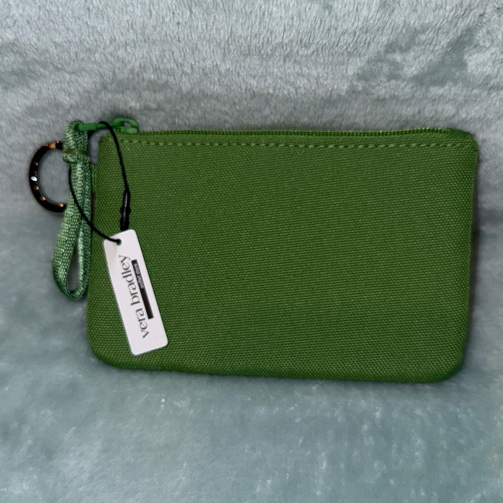 Vera Bradley Vibrant Green Zip ID Case with Keyring